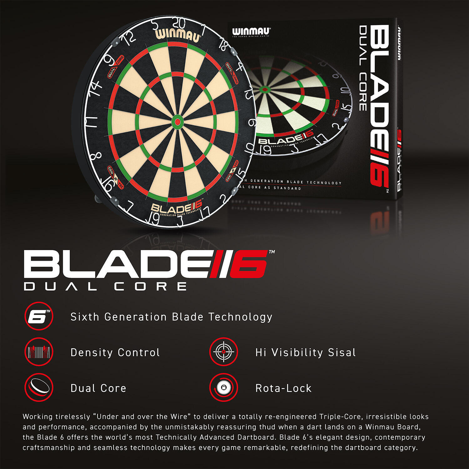 Двухъядерный мишень для дартс Winmau Blade 6, черный