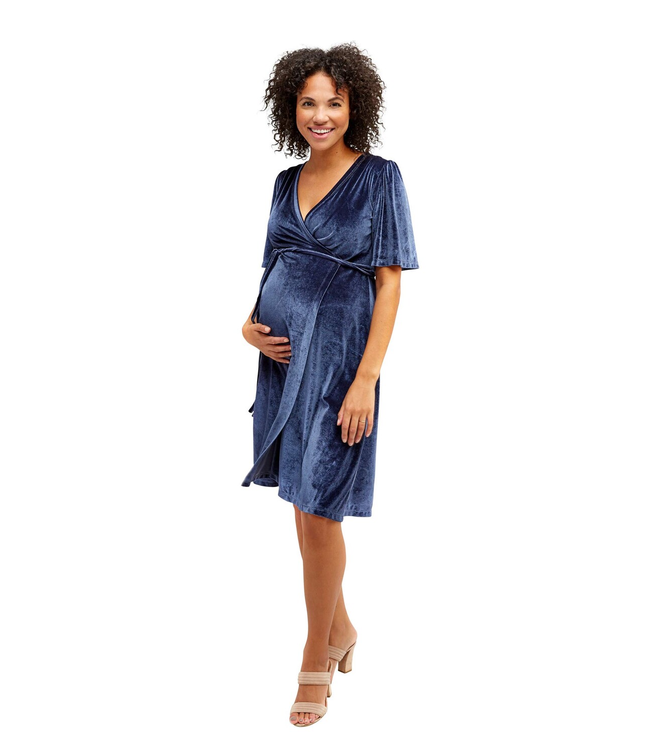 цена Платье NOM Maternity, Genevieve Maternity + Nursing Velvet Wrap Dress