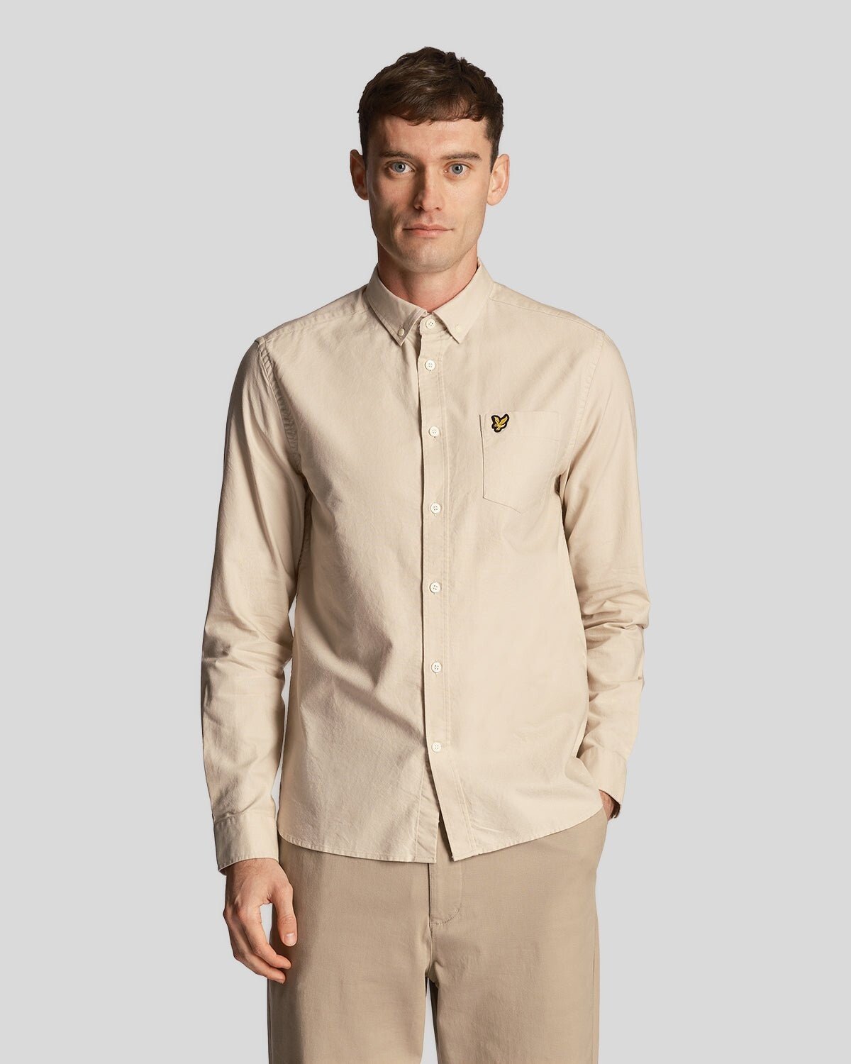 

Светлая рубашка-оксфорд бежевого цвета Lyle & Scott, коричневый