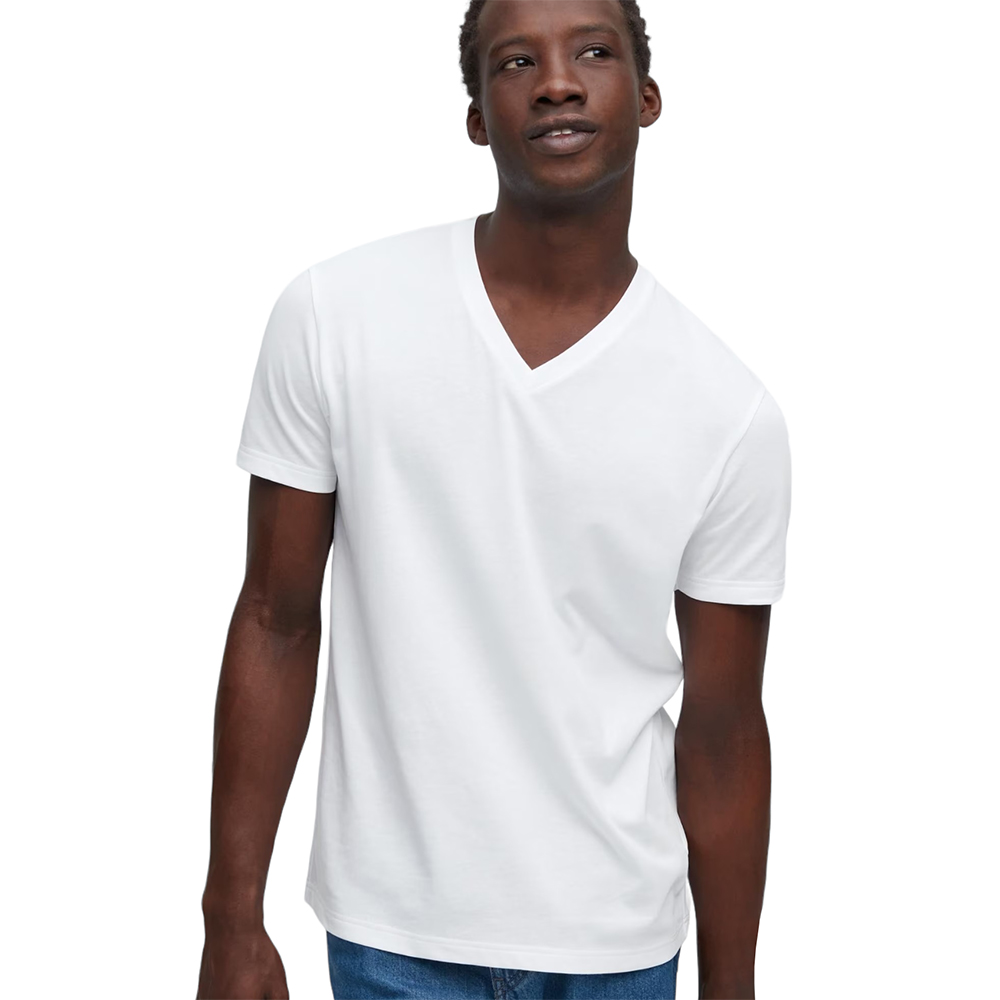 Футболка Uniqlo Dry Color V-Neck Short-Sleeve, белый футболка uniqlo supima с v образным вырезом белый