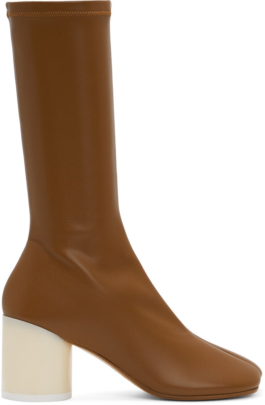 

Светло-коричневые полусапоги из телячьей кожи MM6 Maison Margiela