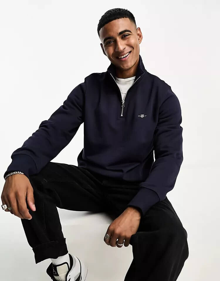 

Толстовка Gant Shield Logo Half Zip, темно-синий