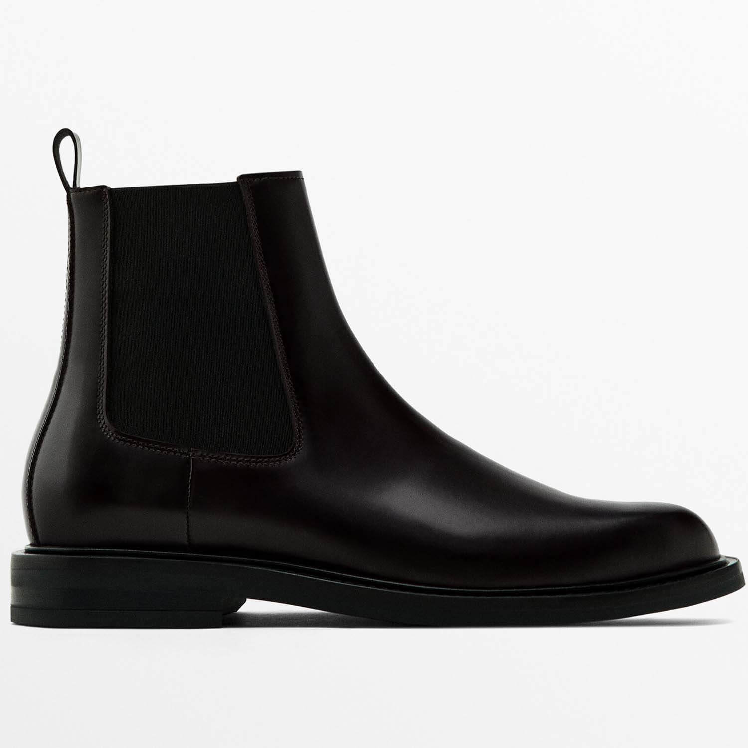 Ботинки Massimo Dutti Leather Sock, коричневый