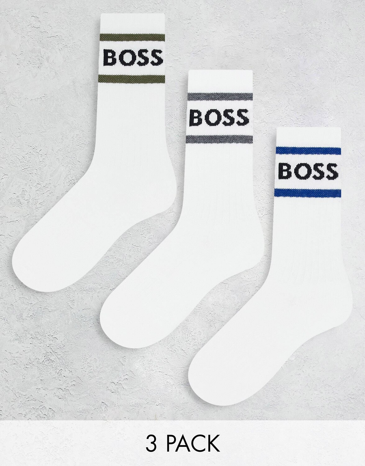 

Набор из 3 белых носков в рубчик на четверть BOSS Bodywear