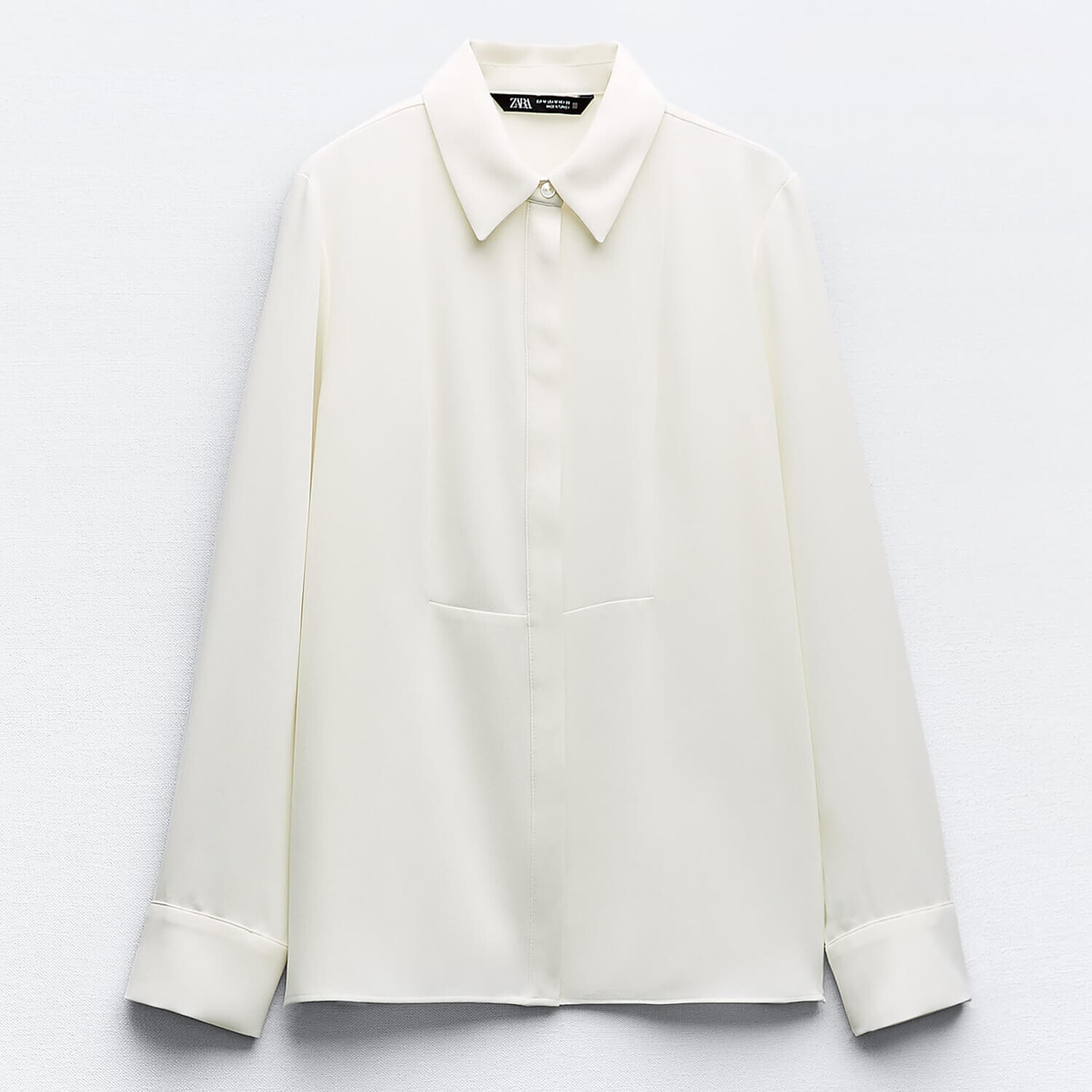 

Рубашка Zara Crepe With Chest Detail, экрю