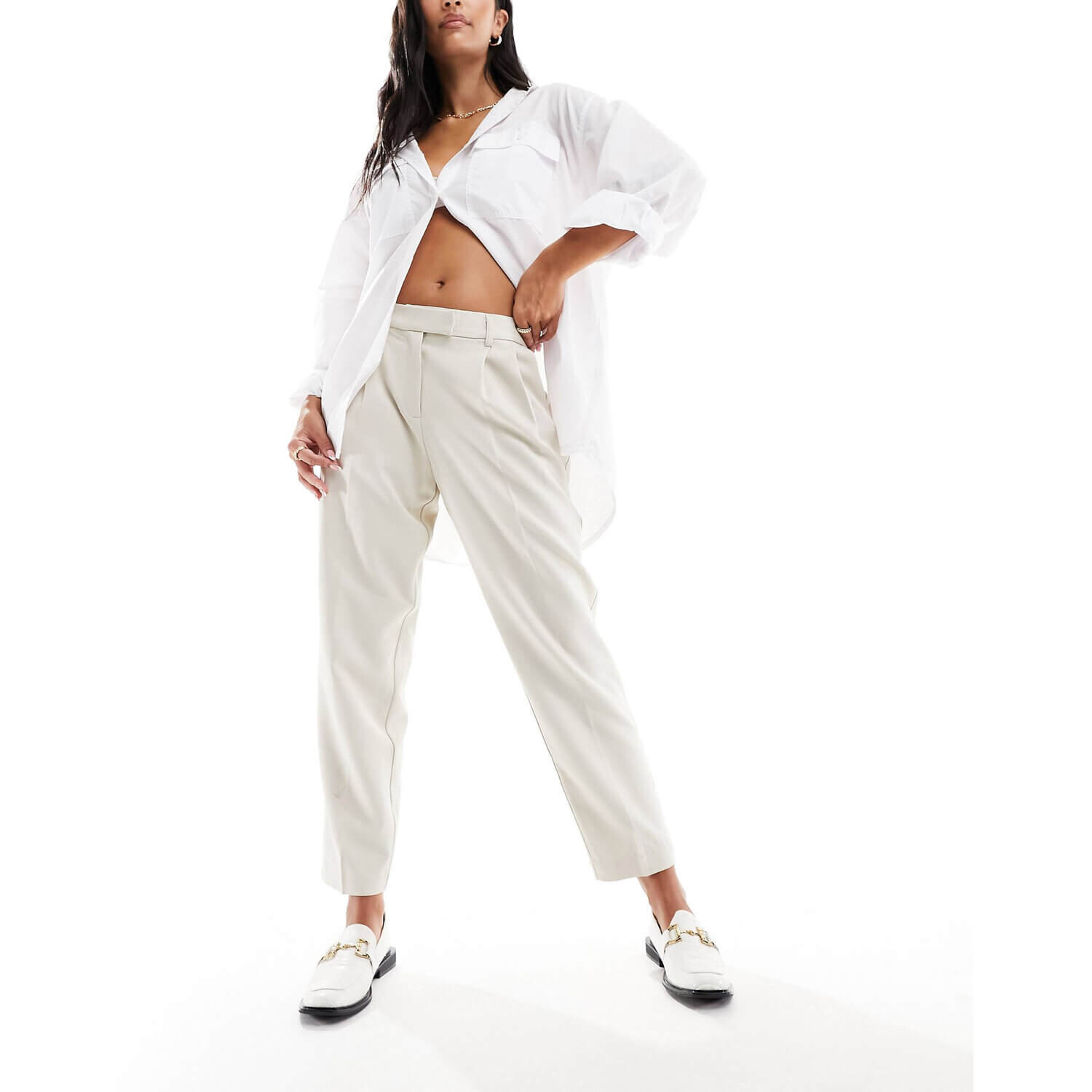 

Брюки Only High Waisted Tailored, светло-серый