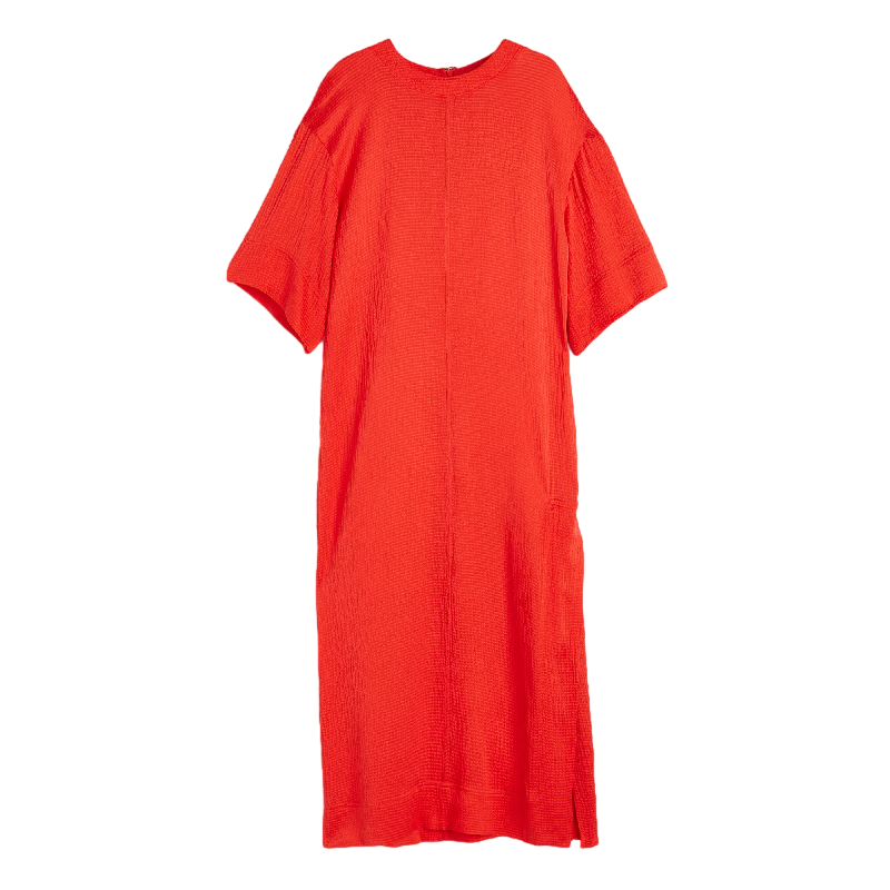 Платье из шелка H&M Maxi, красный платье длинное круглый вырез короткие рукава с напуском 52 зеленый
