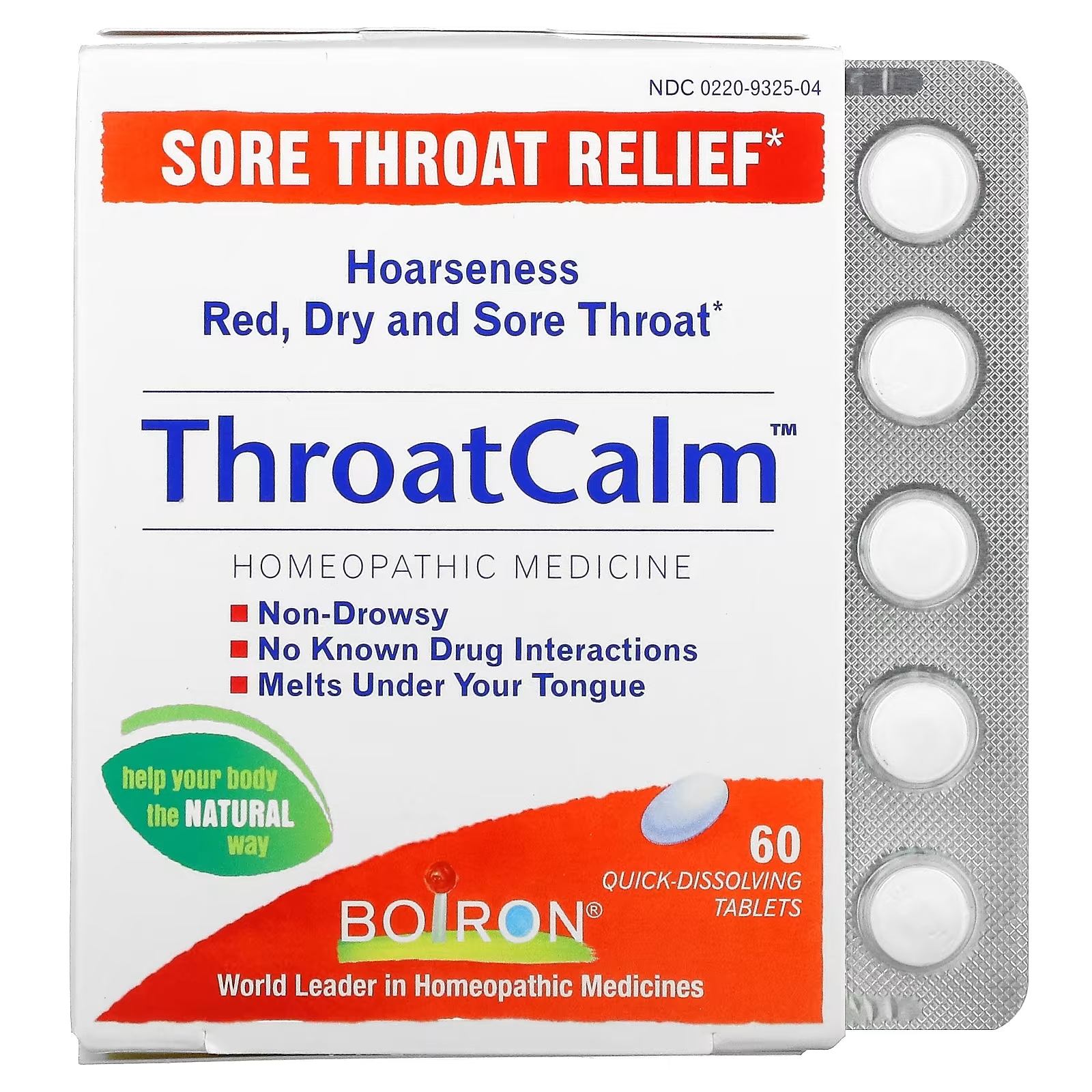 Boiron ThroatCalm, 60 быстрорастворимых таблеток boiron для детей rhinallergy 3 тубы по 80 быстрорастворимых шариков