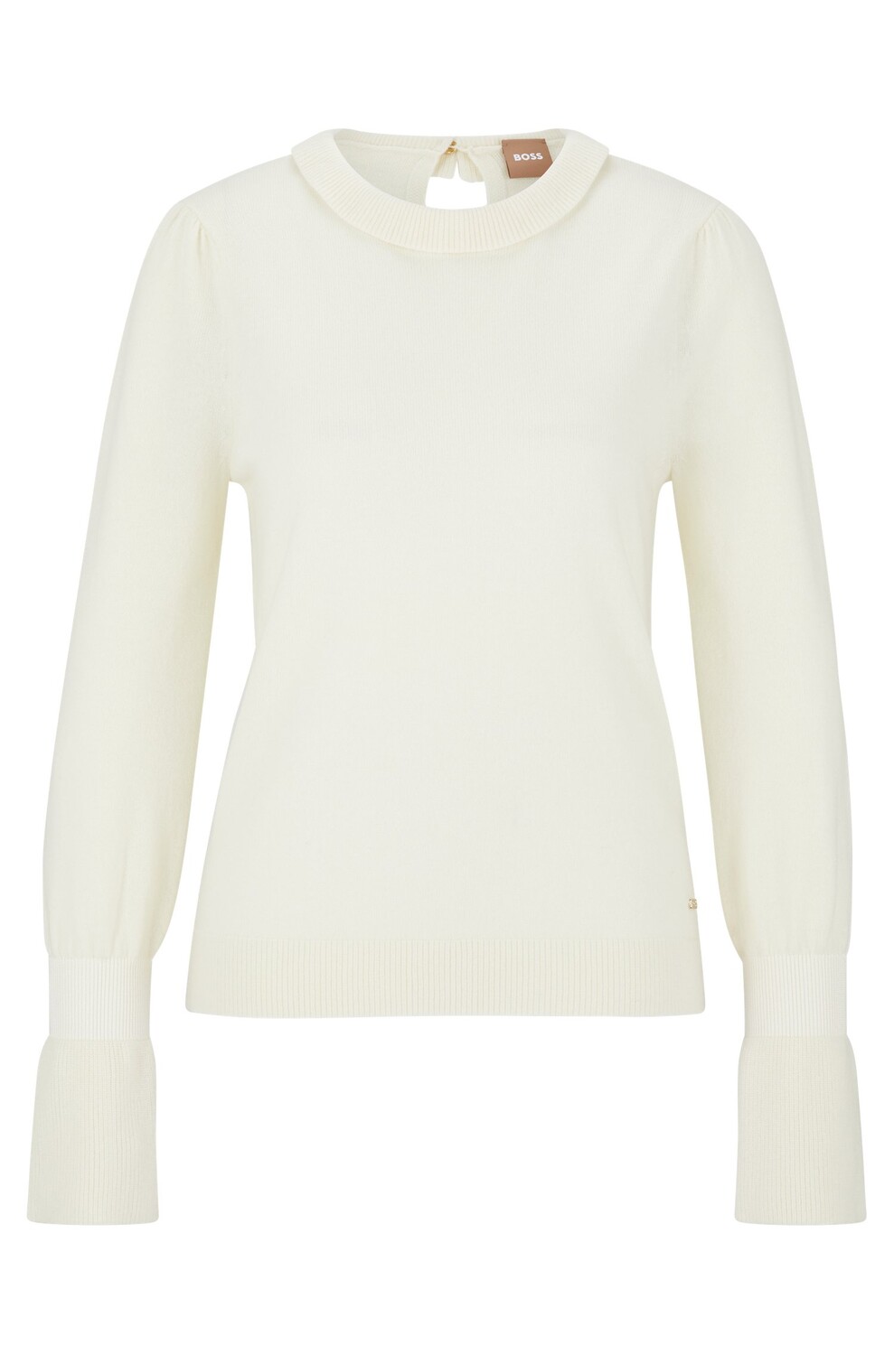 

Джемпер Hugo Boss Wool-cashmere With Frill Details, кремовый