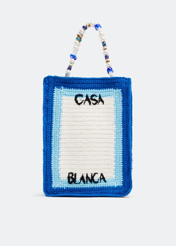

Сумка-тоут CASABLANCA PARIS Tennis beaded crochet bag, синий