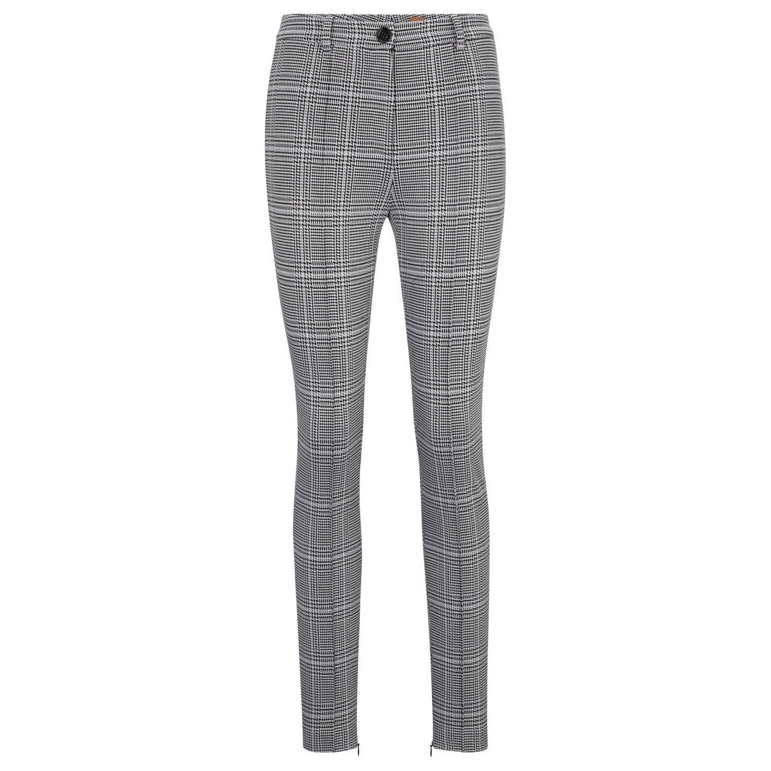 

Брюки Hugo Boss Slim-fit Checked Trousers With Zipped Hems, серый