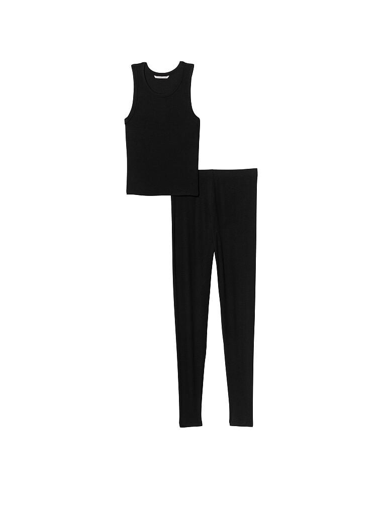 

Комплект Victoria's Secret Ribbed Tank & Leggings, черный