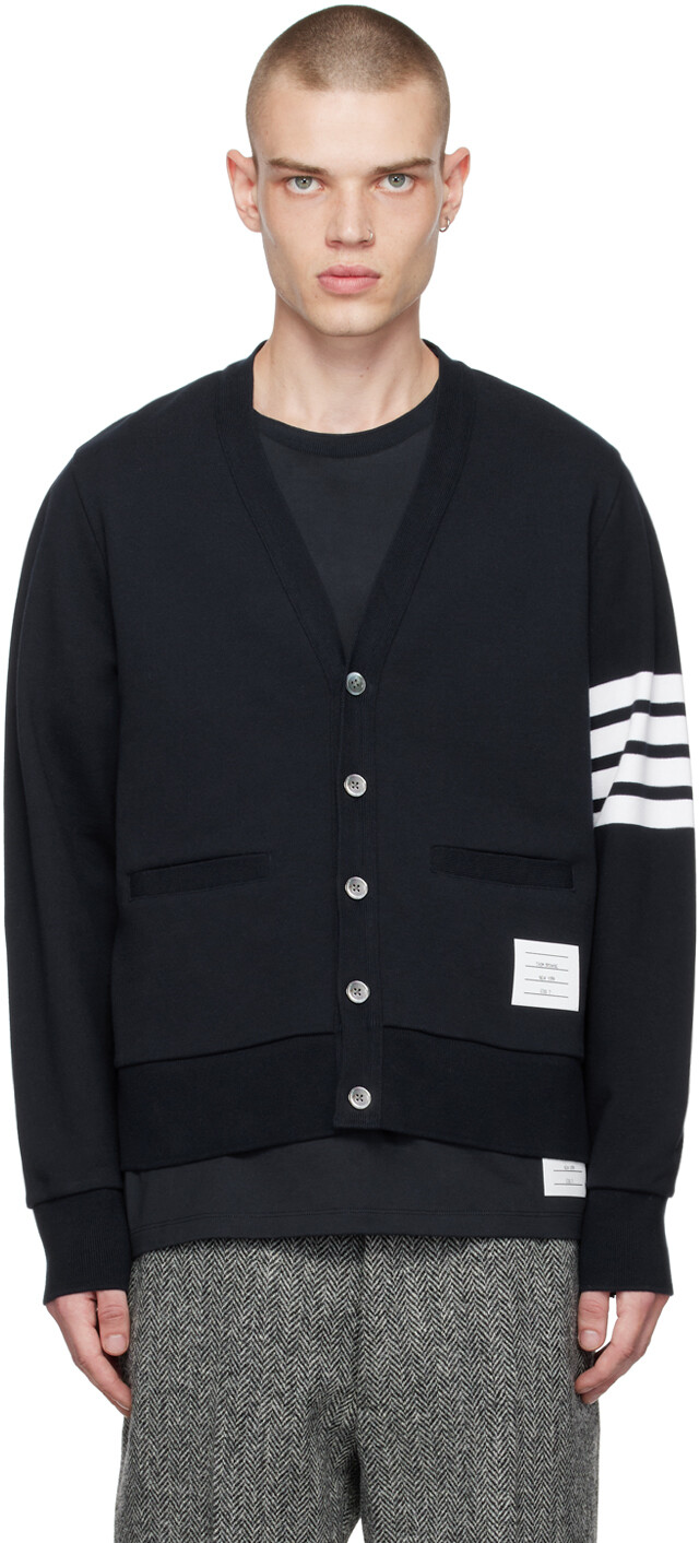 

Темно-синий кардиган с 4 полосами Thom Browne