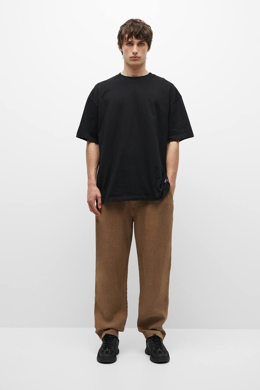 

Широкие льняные джоггеры Pull&Bear, коричневый