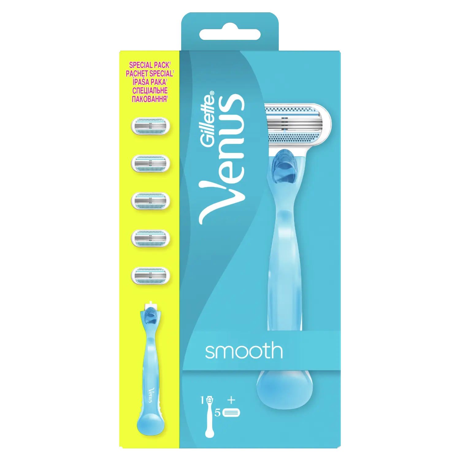 

Gillette Venus Smooth комплект: бритва женская, 1 шт. + картриджи, 4 шт.