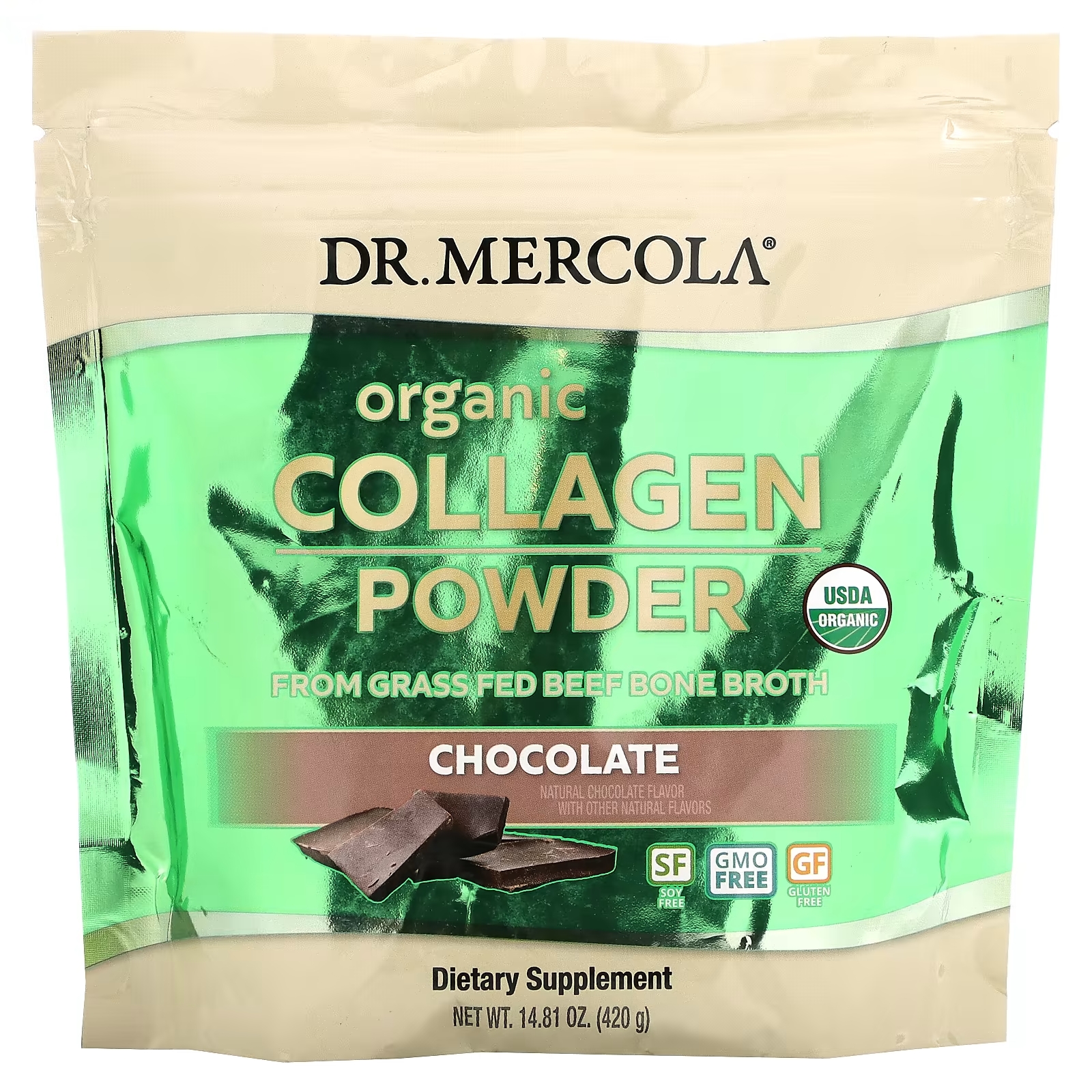 Dr. Mercola Органический коллаген в порошке шоколад, 420 г цена и фото