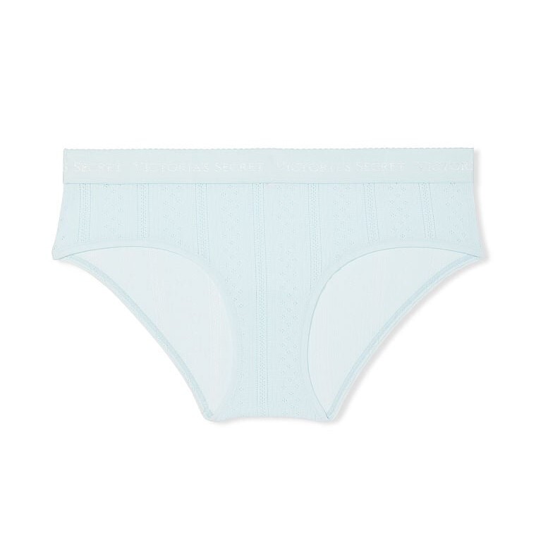 

Трусы Victoria's Secret Logo Waist Pointelle Hiphugger, бирюзовый
