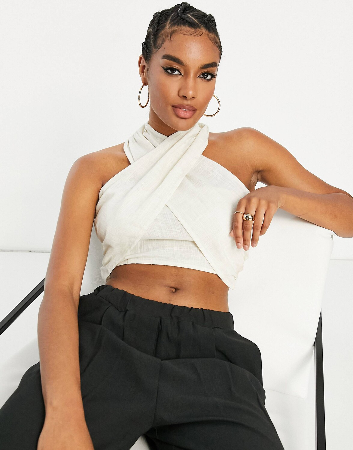 

Овсяный топ с присборенной талией и бретельками ASOS DESIGN, Коричневый