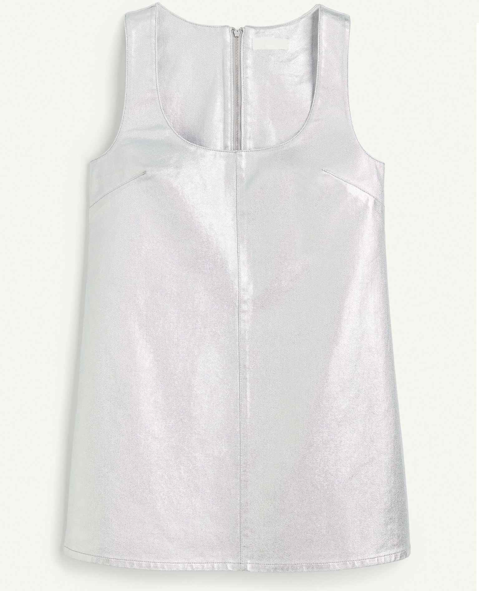 жакет без рукавов из денима xl белый Платье мини H&M Denim With A Metallic Shine, серебристый