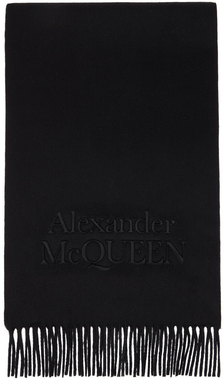 

Черный кашемировый шарф Alexander McQueen