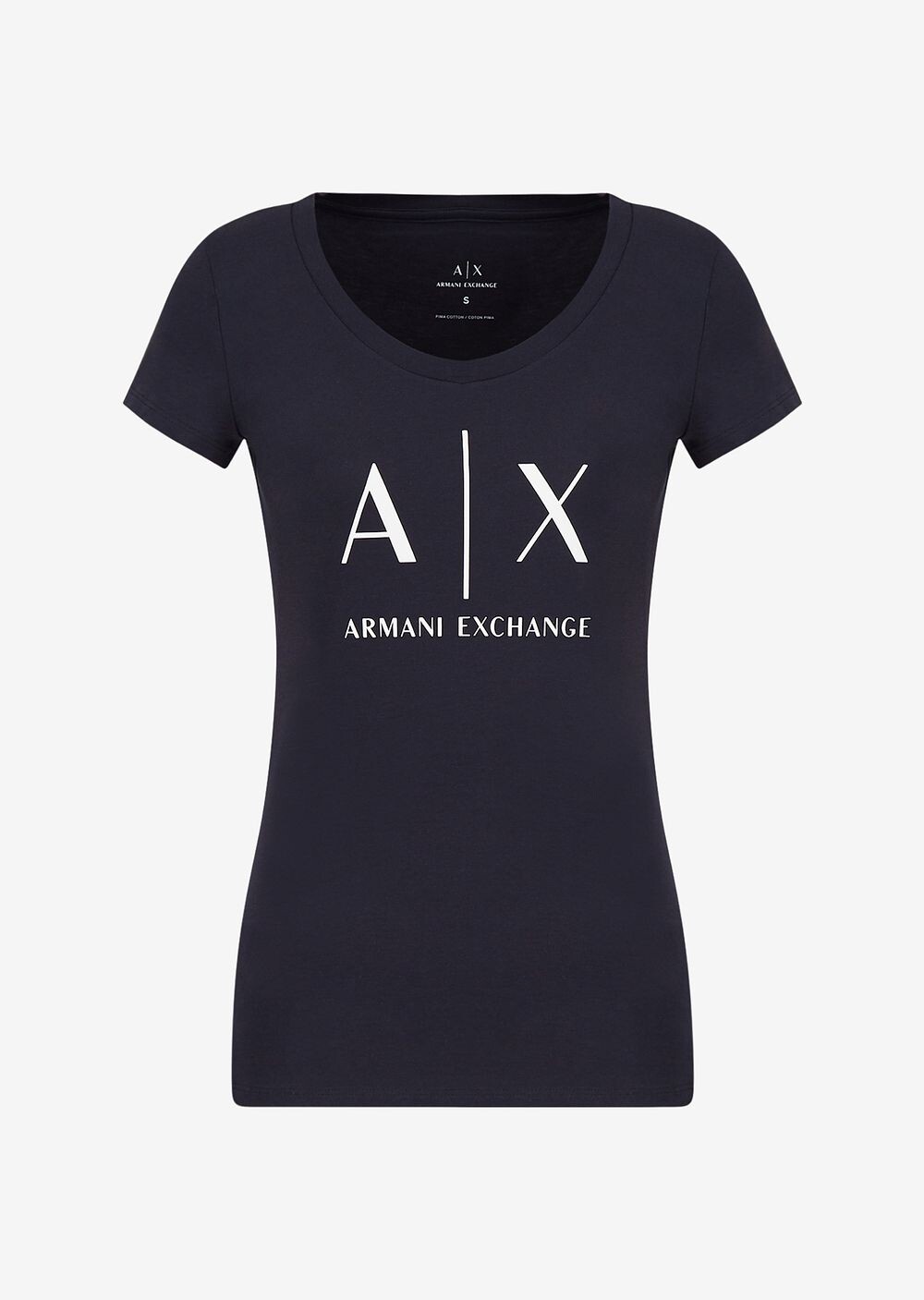 

Узкая хлопковая футболка с логотипом Armani Exchange, синий