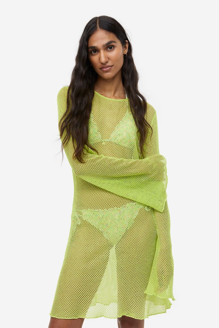 

Короткое пляжное платье H&M, зеленый лайм