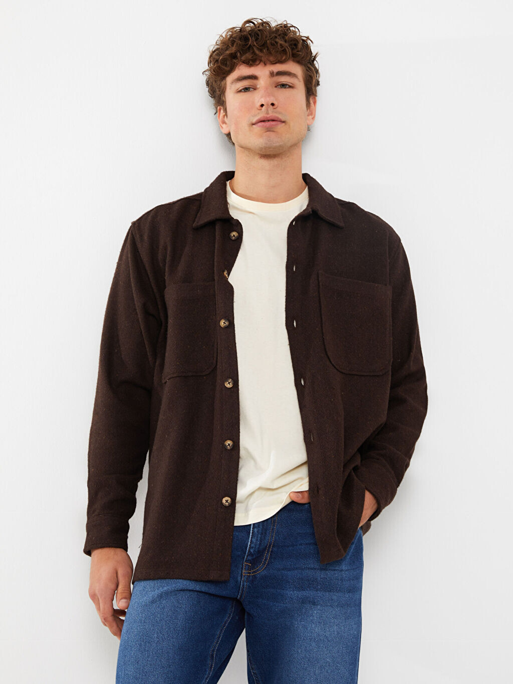 

Мужская куртка-рубашка Regular Fit с длинным рукавом LCW Casual, Коричневый