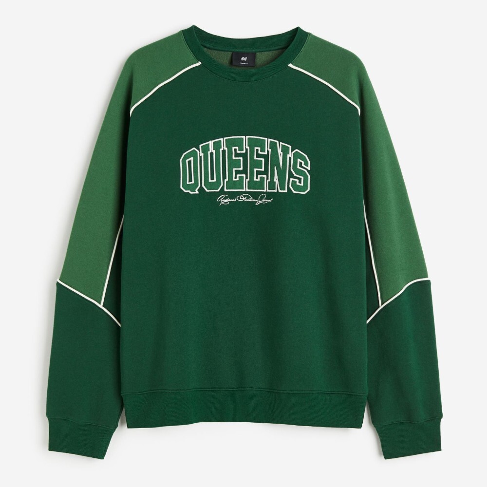 

Свитшот H&M Relaxed Fit Embroidered Queens, зеленый