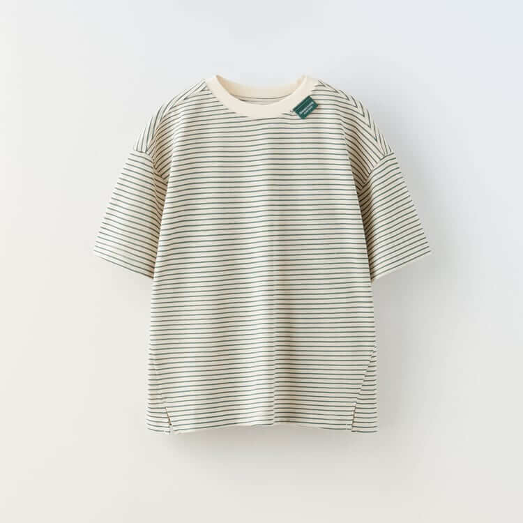 

Футболка Zara Striped, бежевый/зеленый