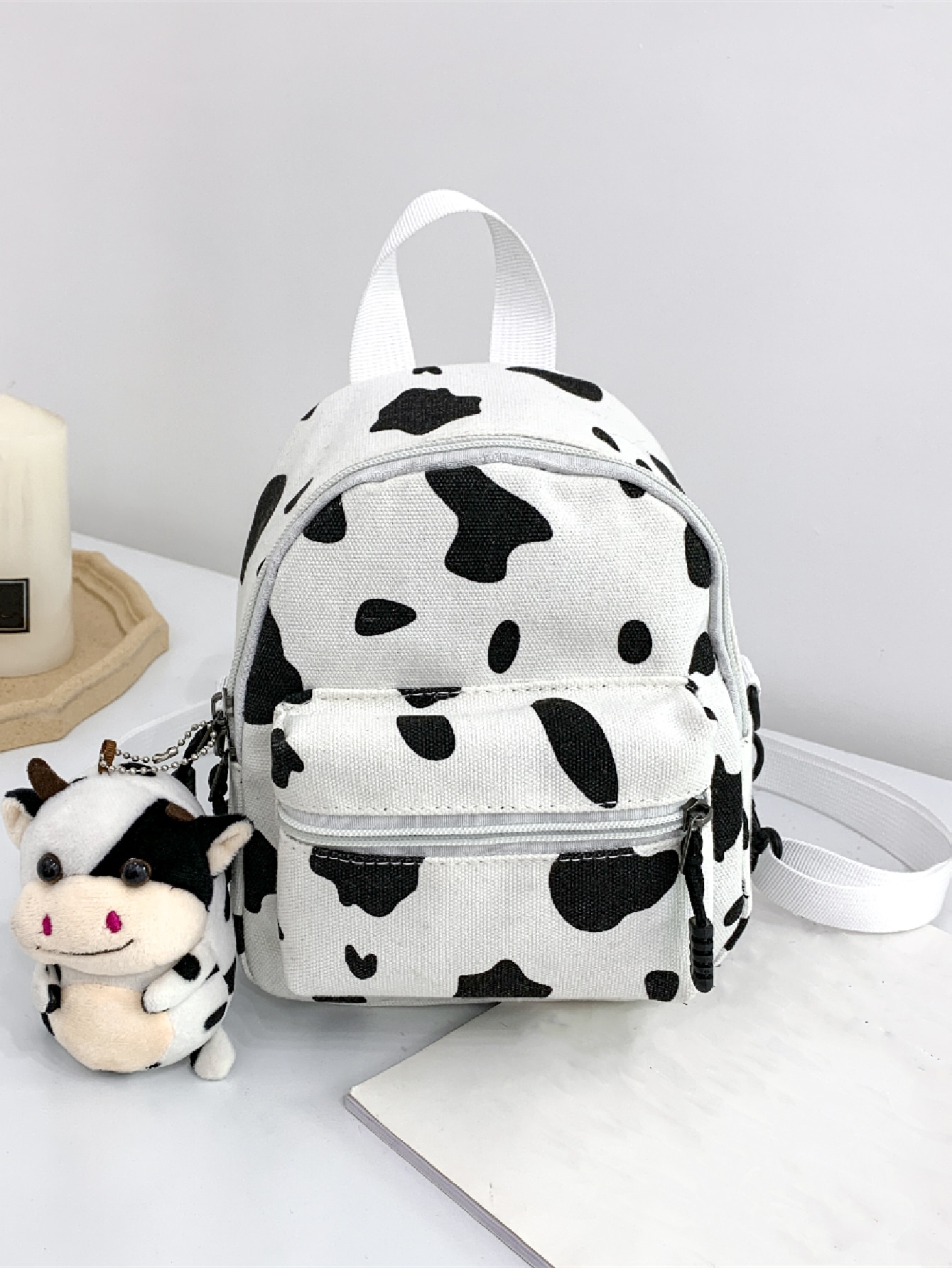 Легкий мини-классический рюкзак с рисунком коровы с сумкой, черное и белое модные черные и белые зимние смешные носки с мультяшным рисунком коровы женские носки с рисунком коровы