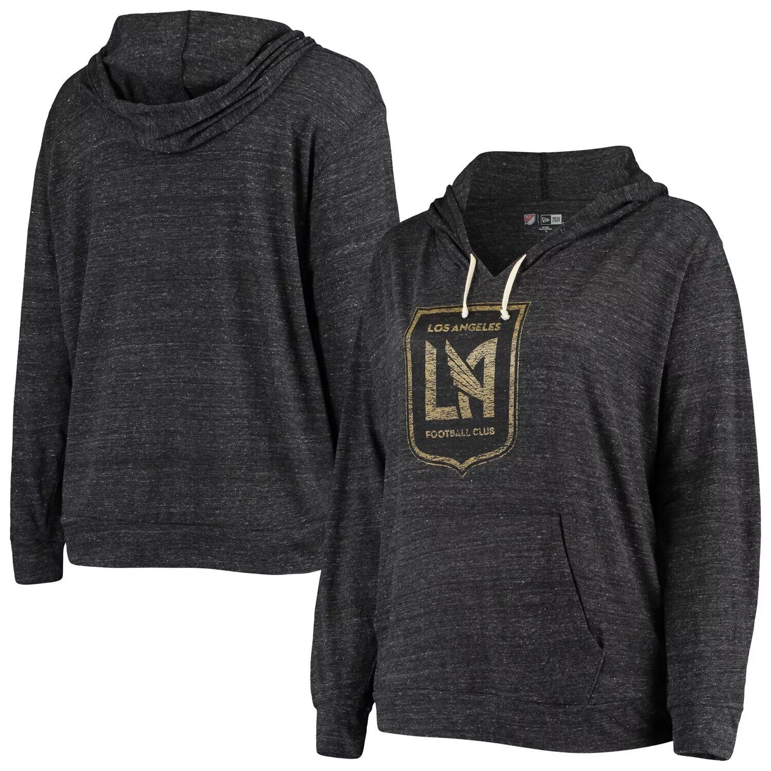 

Женская черная толстовка с капюшоном 5th & Ocean by New Era Heathered LAFC Tri-Blend V-образным вырезом больших размеров New Era