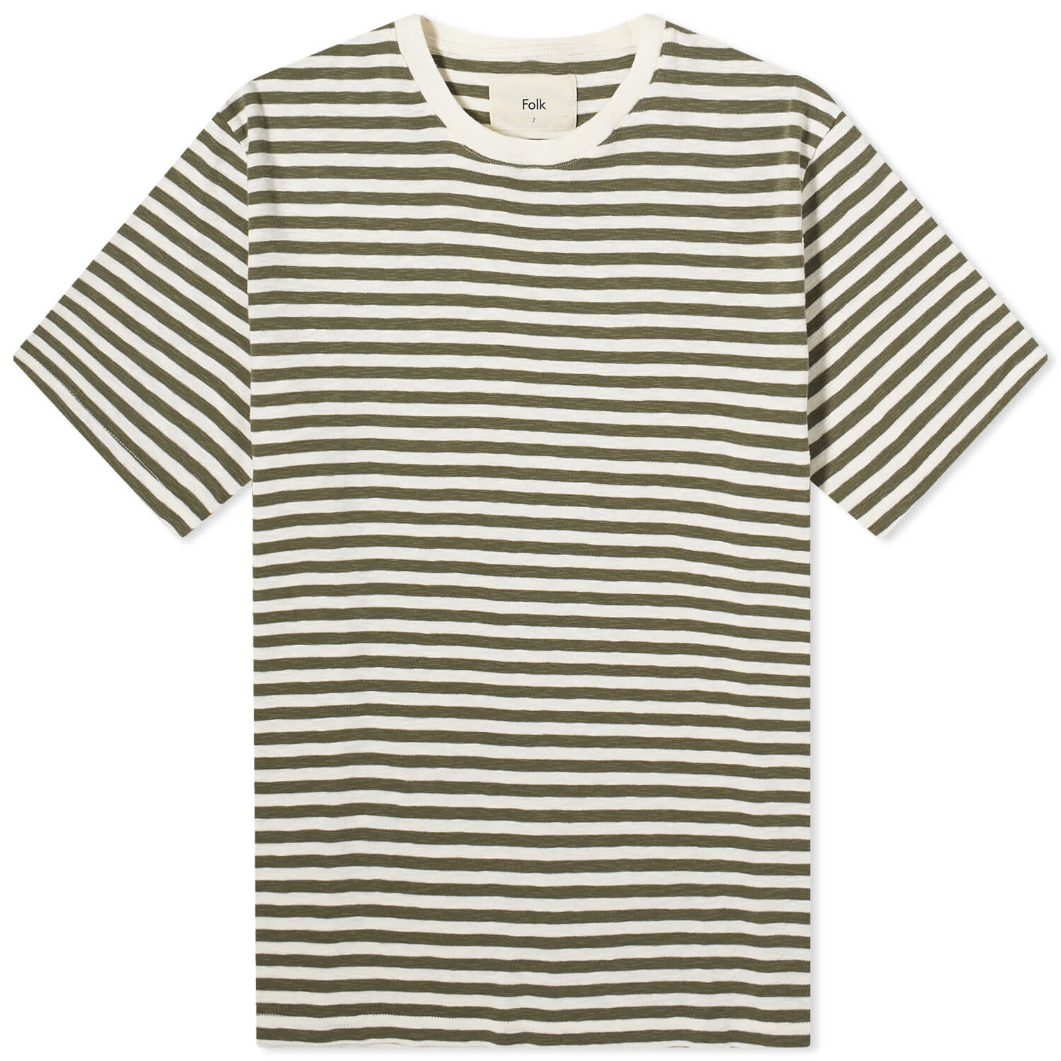 

Футболка Folk Classic Stripe, цвет Olive Ecru