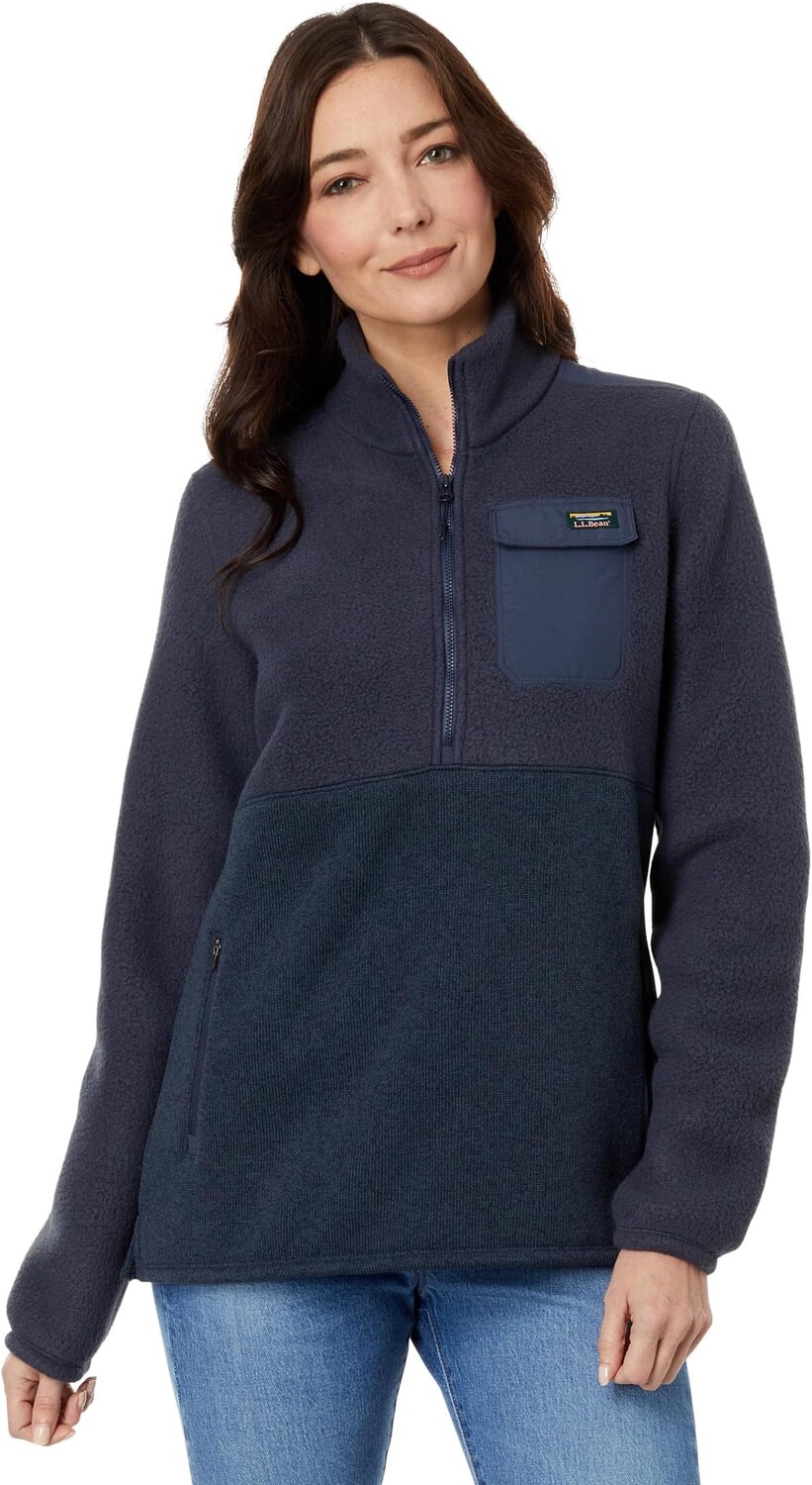 

Куртка Sweater Fleece Sherpa Hybrid Color-Block L.L.Bean, цвет Carbon Navy