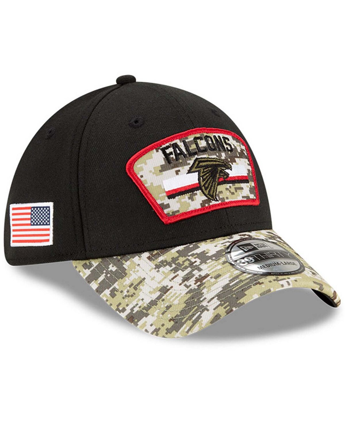 

Мужская черная камуфляжная кепка Atlanta Falcons 2021 Salute To Service 39THIRTY Flex Hat New Era