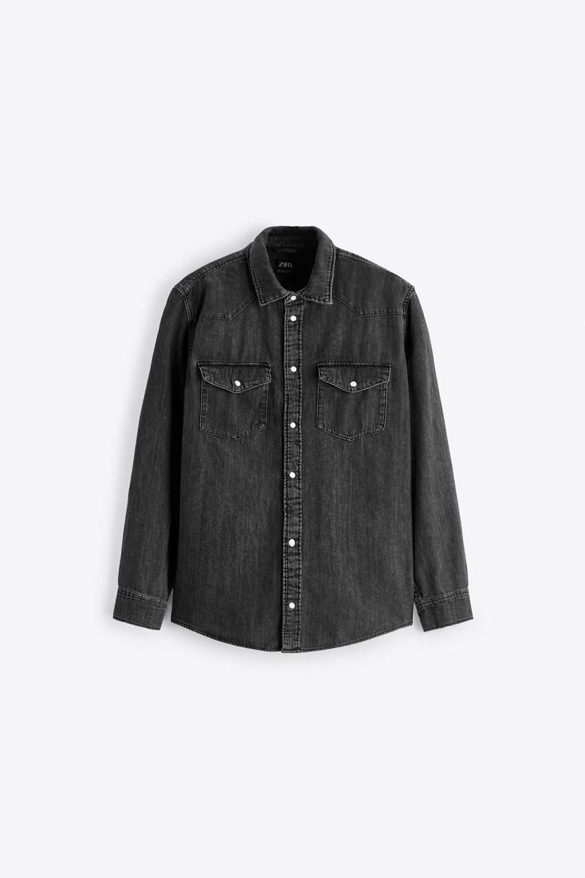 

Рубашка Zara denim, тёмно-серый
