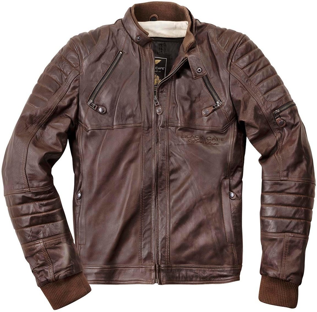 кожаная куртка mustang коричневый Мотоциклетная кожаная куртка Black-Cafe London Ghom с коротким воротником, коричневый
