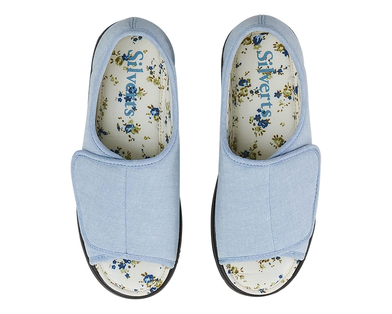 

Слипперы 15180 Extra Wide Adjustable Closure Open Toes for Indoor/Outdoor Silverts, джинсовая ткань