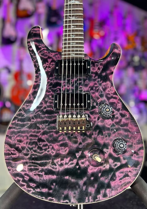 

PRS Wood Library Custom 24 Fatback Quilt 10 Top Purple Iris w Brazilian, Smoke FB One Piece Top 543