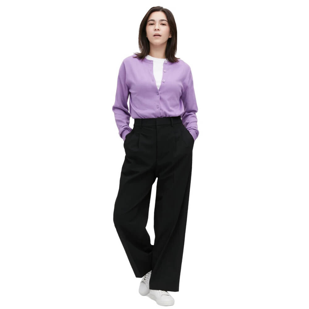 

Брюки Uniqlo Wide-Leg Pleated Trousers, черный