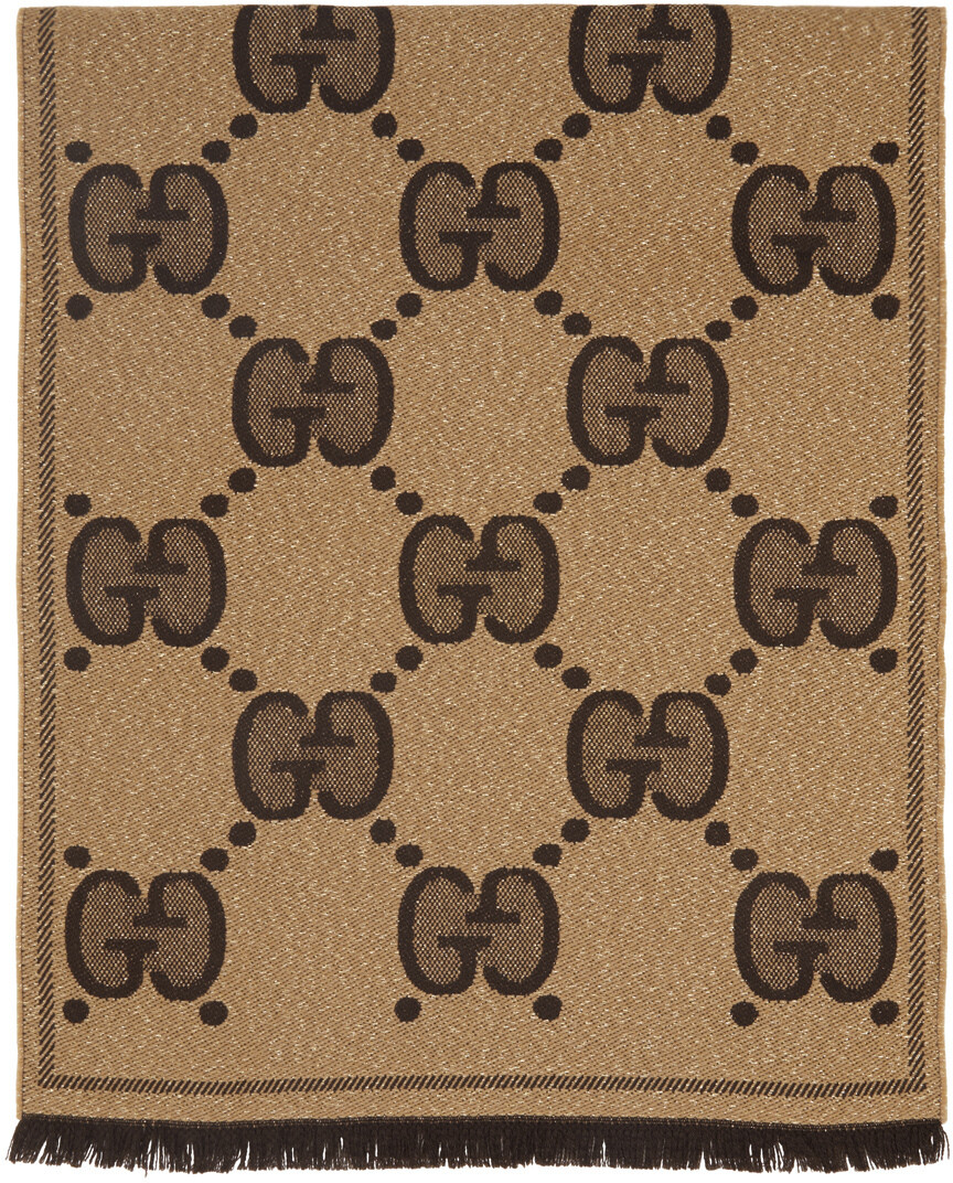 

Жаккардовый шарф Lady Nest Lux бежевого цвета с узором GG Gucci