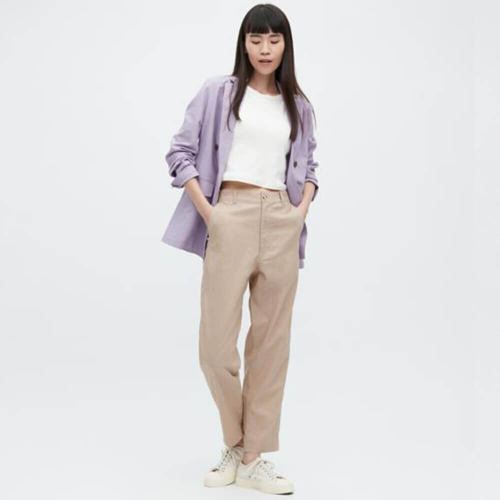 

Брюки Uniqlo Linen Cotton Blend Tapered, бежевый