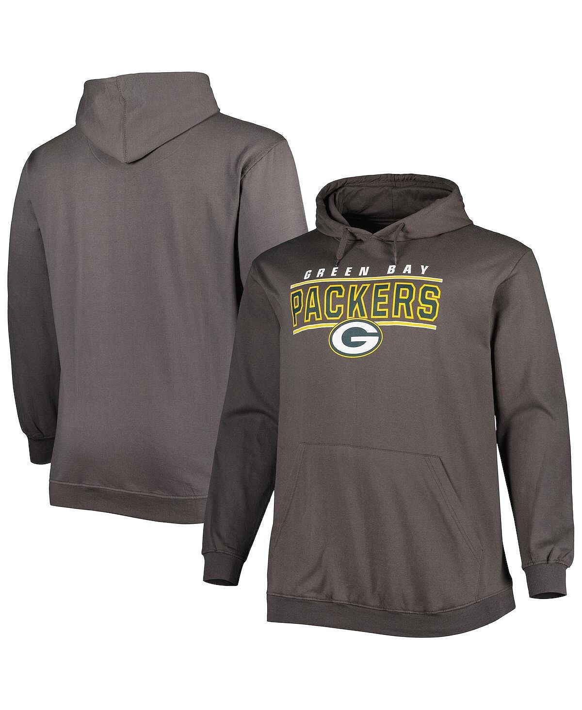 

Мужская темно-серая толстовка с капюшоном с логотипом green bay packers big and tall Profile, мульти
