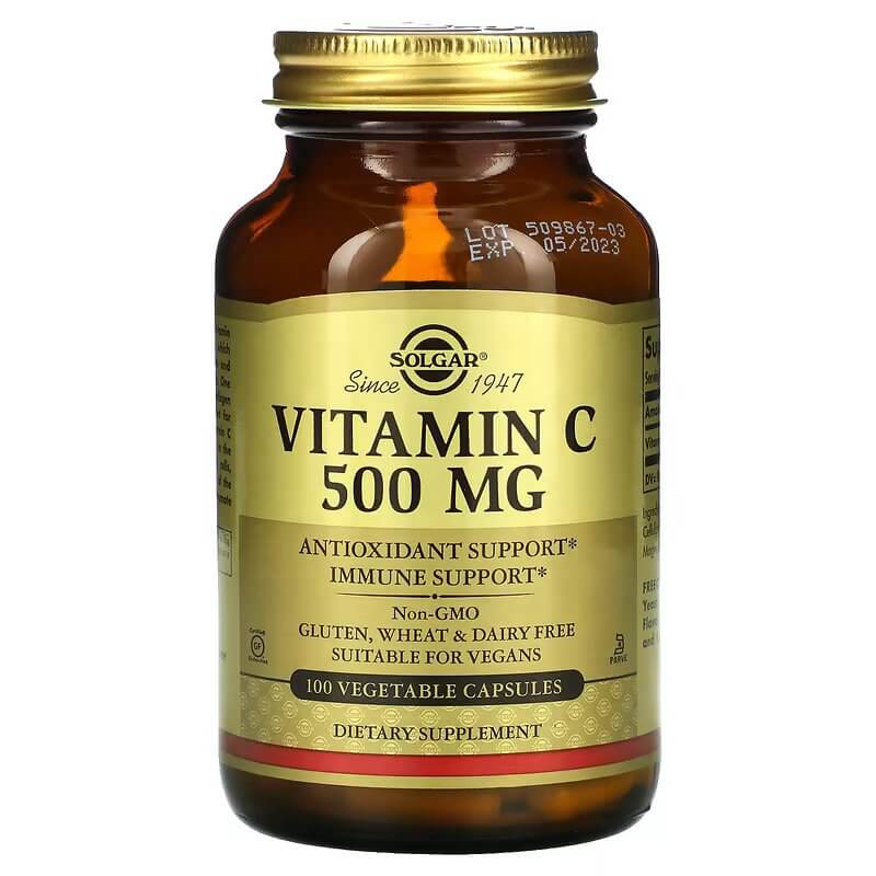 Витамин C Solgar, 500 мг, 100 капсул solgar ester c plus витамин c 500 мг 100 вегетарианских капсул