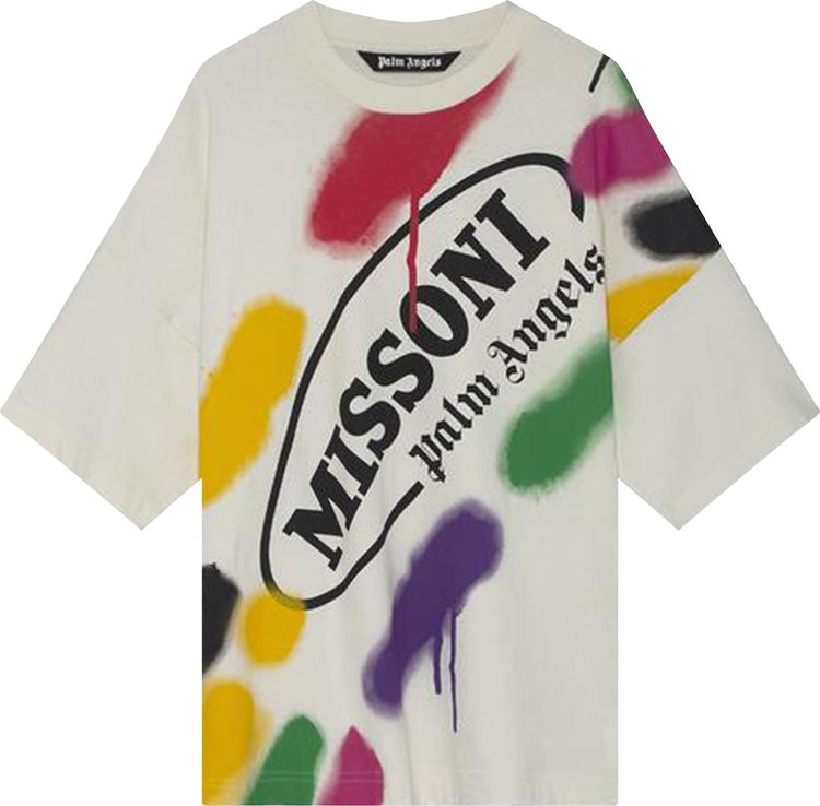 Футболка Palm Angels x Missoni Sport Loose Tee 'Off White/Black', кремовый - фото