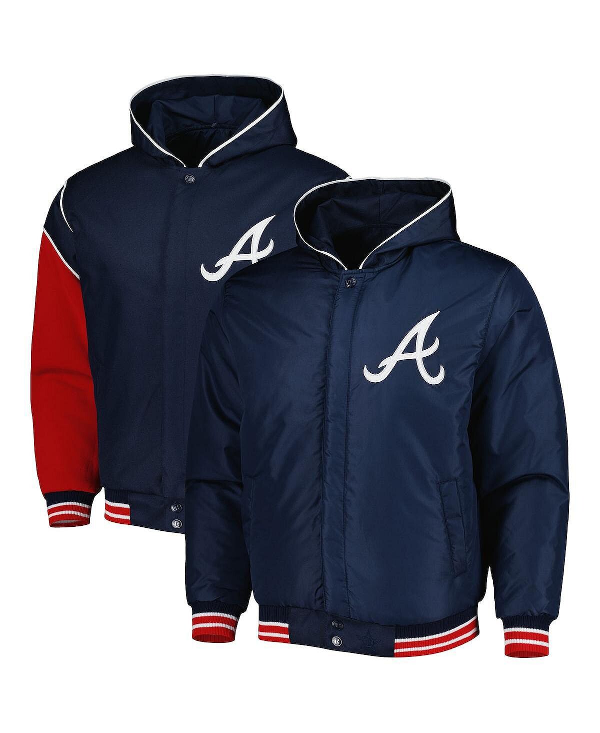 

Мужская темно-синяя двусторонняя флисовая куртка с капюшоном atlanta braves JH Design, синий