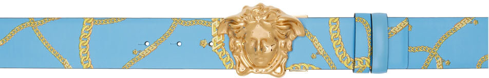 

Двусторонний синий ремень с цепочкой 'La Medusa' Versace
