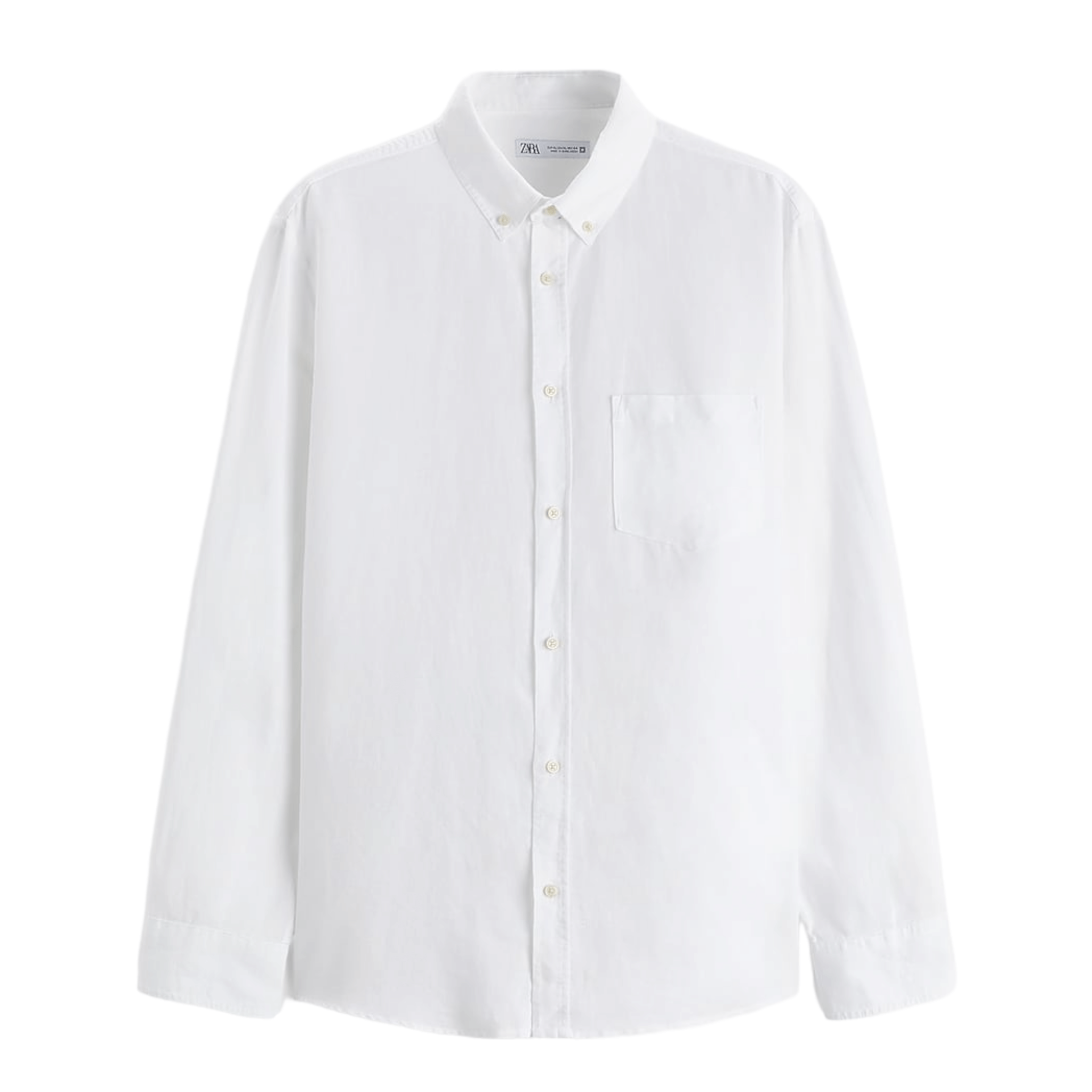 Рубашка Zara Cotton - Linen, белый рубашка zara textured linen cotton зеленый