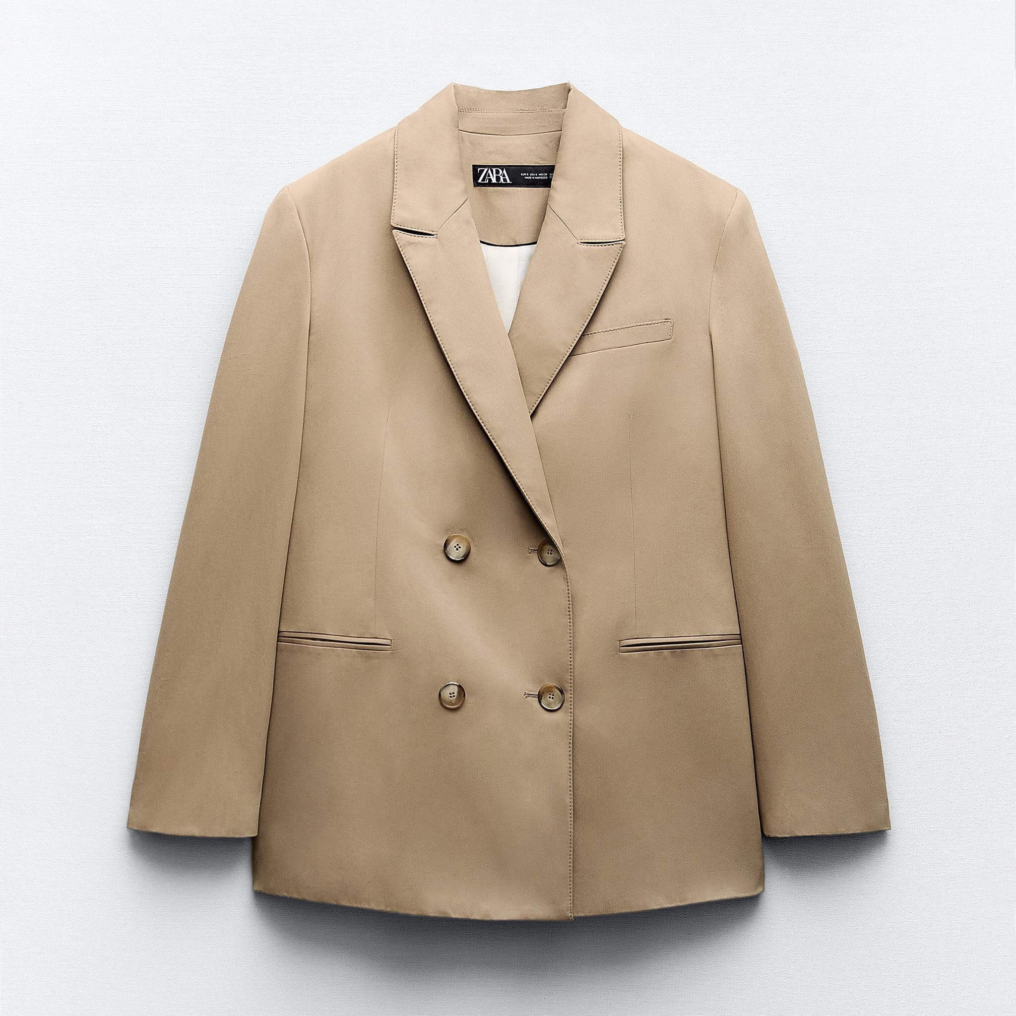 Блейзер Zara Oversize With Topstitching, рыжевато-коричневый куртка zara oversize leather коричневый
