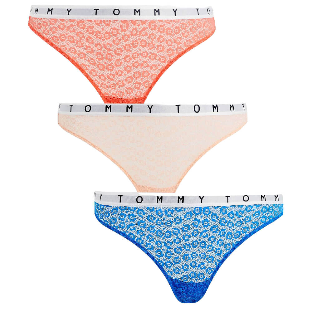 

Комплект трусов Tommy Hilfiger Lace logo, 3 предмета, красный/желтый/синий