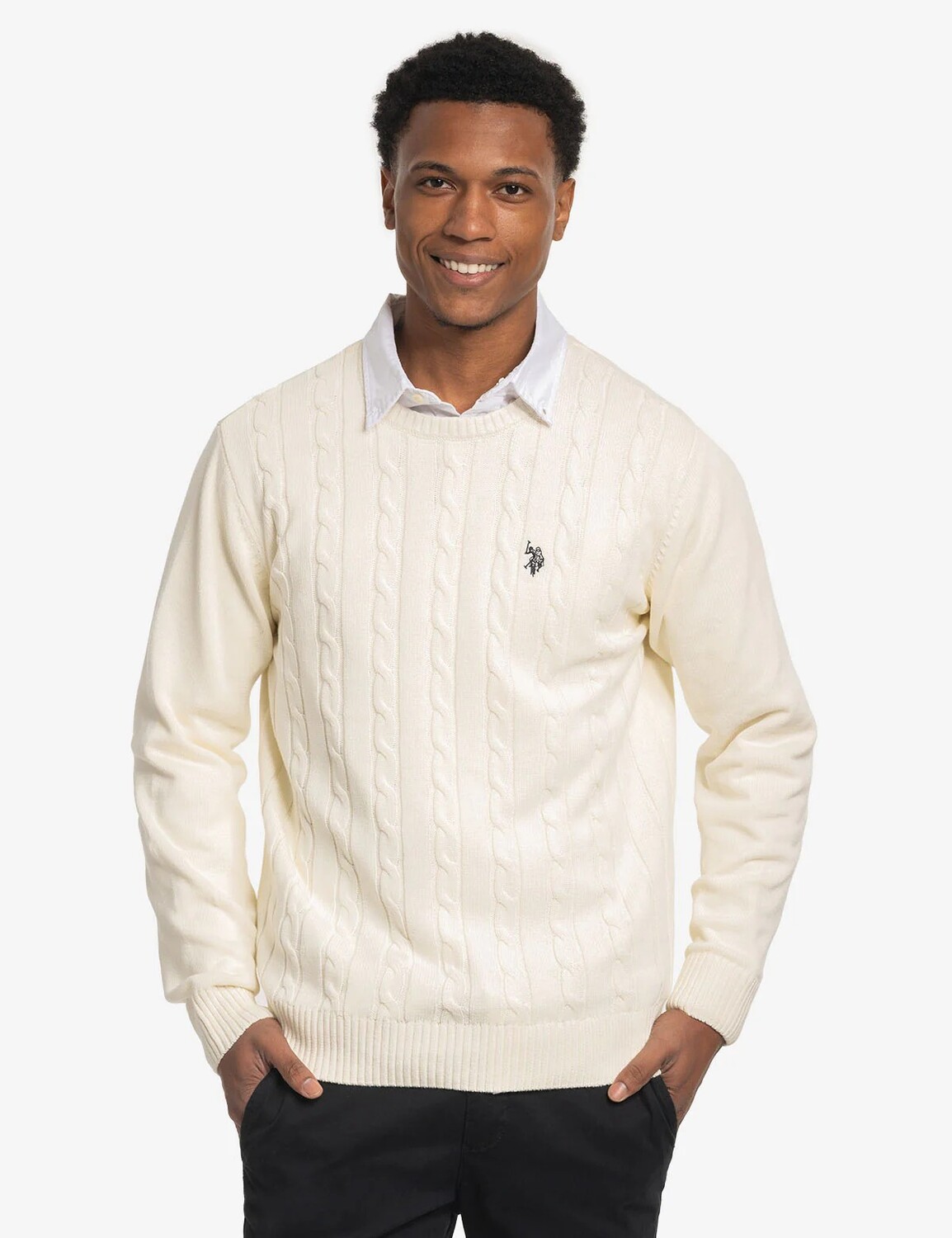 

Свитер U.S. Polo Assn. Cable Crew Neck, кремовый